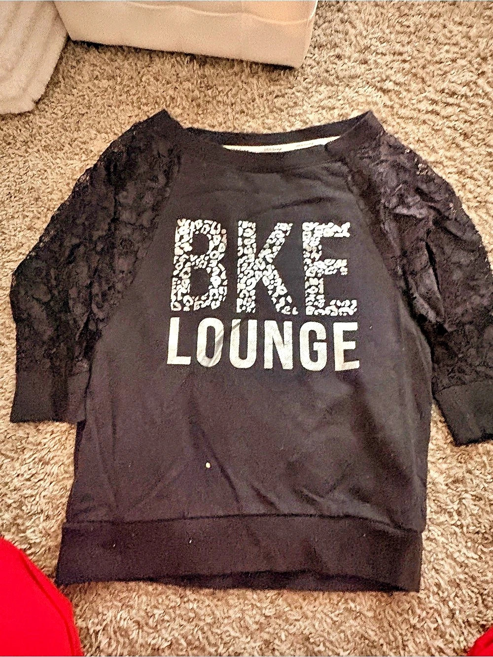 BKE Lace Sleeve Lounge Top in Black
